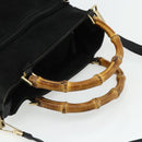 GUCCI Bamboo Hand Bag Suede 2way Black Gold 002 2122 0506 Auth ep14234-7