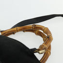 GUCCI Bamboo Hand Bag Suede 2way Black Gold 002 2122 0506 Auth ep14234-14