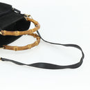 GUCCI Bamboo Hand Bag Suede 2way Black Gold 002 2122 0506 Auth ep14234-8
