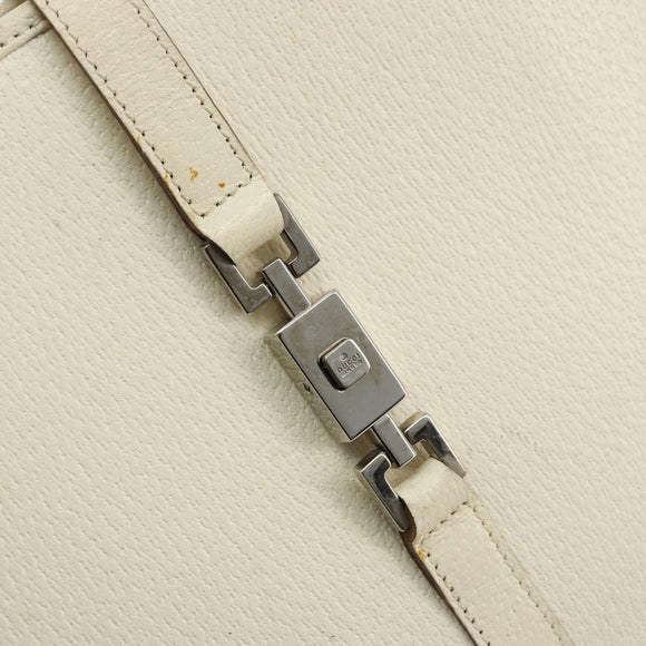 GUCCI Jackie Hand Bag Leather Ivory Silver 002 1065 Auth ep14245