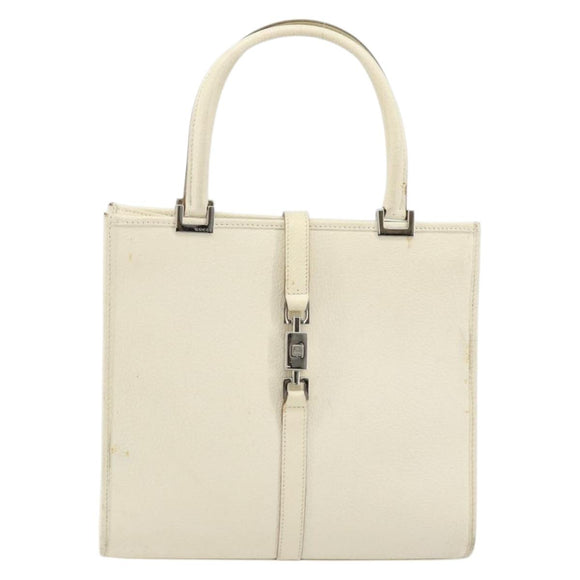 GUCCI Jackie Hand Bag Leather Ivory Silver 002 1065 Auth ep14245