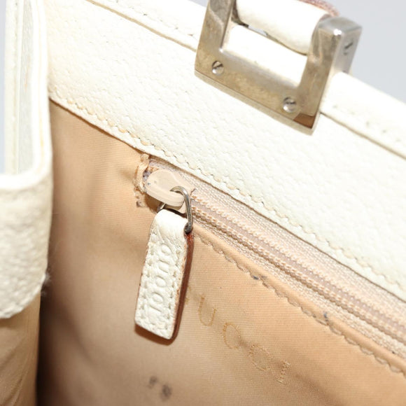 GUCCI Jackie Hand Bag Leather Ivory Silver 002 1065 Auth ep14245