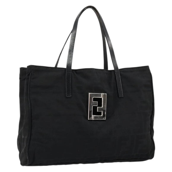 FENDI Zucca Canvas Hand Bag Black Silver Auth ep14249A