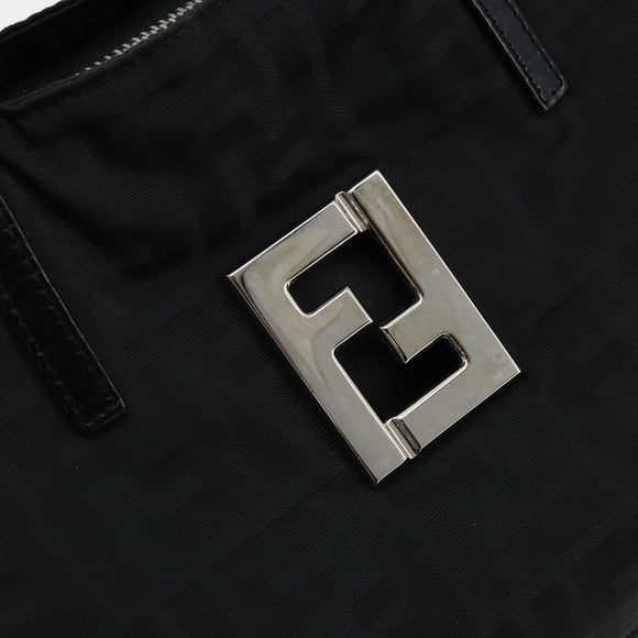 FENDI Zucca Canvas Hand Bag Black Silver Auth ep14249A