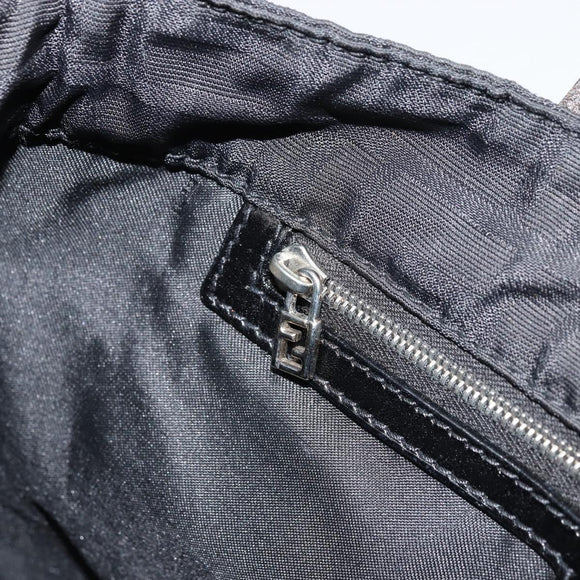 FENDI Zucca Canvas Hand Bag Black Silver Auth ep14249A