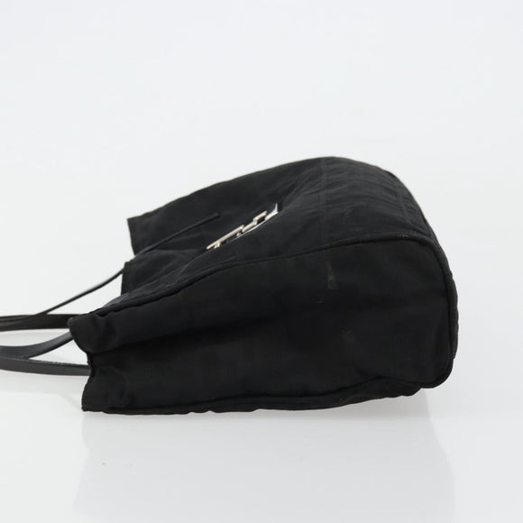 FENDI Zucca Canvas Hand Bag Black Silver Auth ep14249A