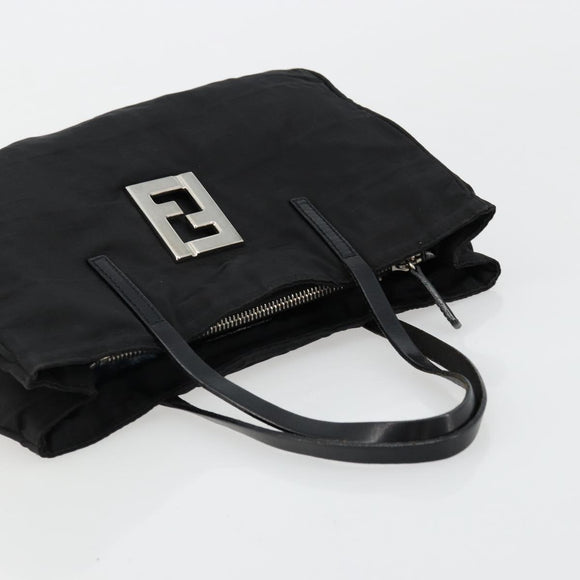 FENDI Zucca Canvas Hand Bag Black Silver Auth ep14249A