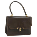GUCCI Hand Bag Leather Brown Gold Auth ep14250-1