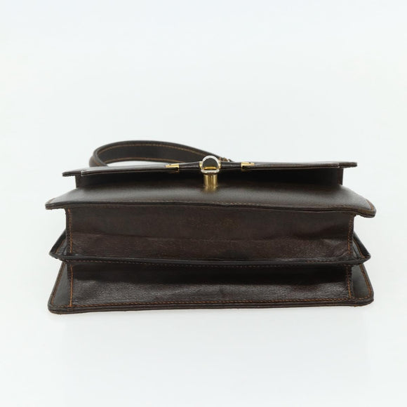 GUCCI Hand Bag Leather Brown Gold Auth ep14250