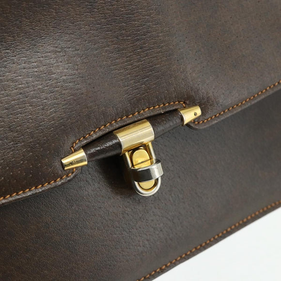 GUCCI Hand Bag Leather Brown Gold Auth ep14250