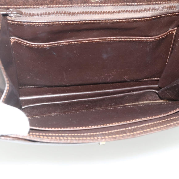 GUCCI Hand Bag Leather Brown Gold Auth ep14250
