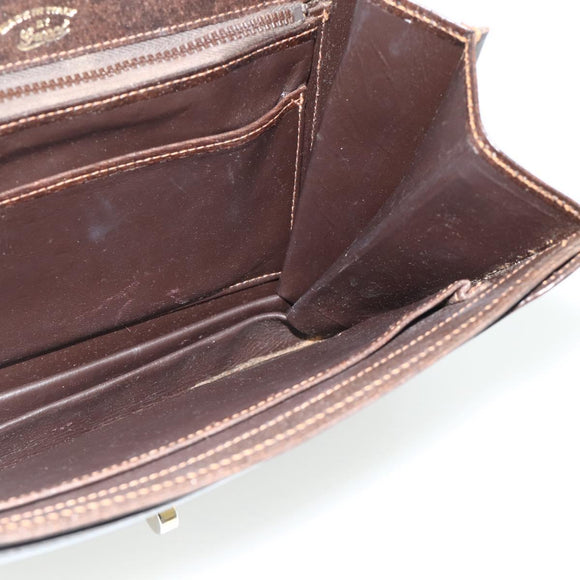 GUCCI Hand Bag Leather Brown Gold Auth ep14250