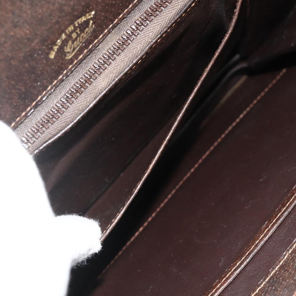 GUCCI Hand Bag Leather Brown Gold Auth ep14250
