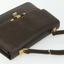 GUCCI Hand Bag Leather Brown Gold Auth ep14250-6