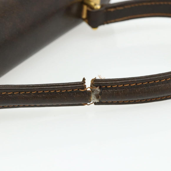 GUCCI Hand Bag Leather Brown Gold Auth ep14250