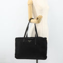PRADA Tote Bag Nylon Black Silver Auth ep14252-24