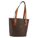 CELINE Macadam Canvas Tote Bag PVC Leather Brown Gold Auth ep14253-1