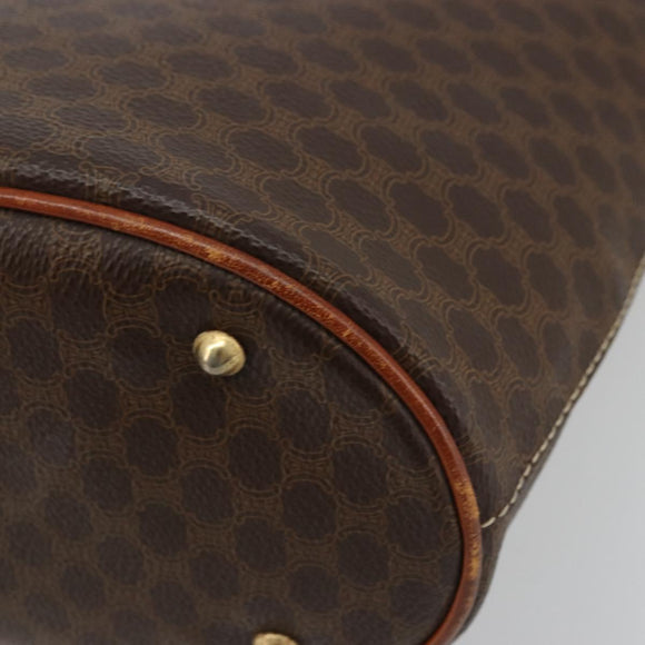 CELINE Macadam Canvas Tote Bag PVC Leather Brown Gold Auth ep14253