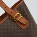 CELINE Macadam Canvas Tote Bag PVC Leather Brown Gold Auth ep14253-10