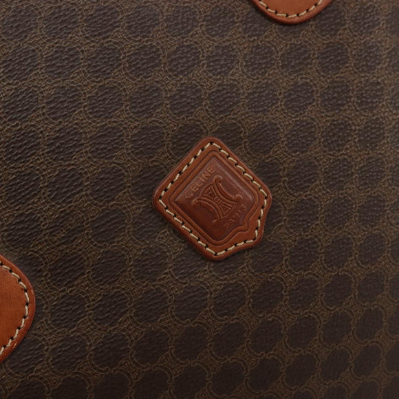 CELINE Macadam Canvas Tote Bag PVC Leather Brown Gold Auth ep14253