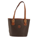 CELINE Macadam Canvas Tote Bag PVC Leather Brown Gold Auth ep14253-13