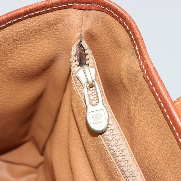 CELINE Macadam Canvas Tote Bag PVC Leather Brown Gold Auth ep14253