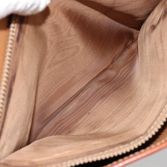 CELINE Macadam Canvas Tote Bag PVC Leather Brown Gold Auth ep14253