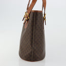 CELINE Macadam Canvas Tote Bag PVC Leather Brown Gold Auth ep14253-4