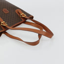 CELINE Macadam Canvas Tote Bag PVC Leather Brown Gold Auth ep14253-7