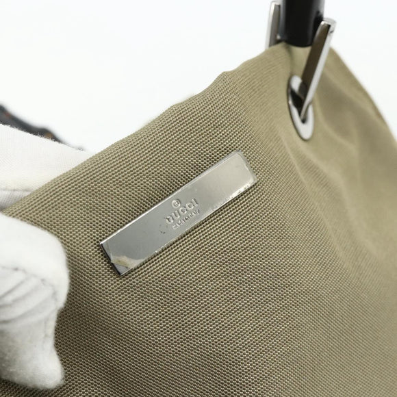 GUCCI Bamboo Hand Bag Nylon Beige Silver 002 1016 Auth ep14257