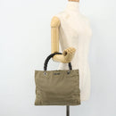 GUCCI Bamboo Hand Bag Nylon Beige Silver 002 1016 Auth ep14257-25
