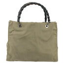 GUCCI Bamboo Hand Bag Nylon Beige Silver 002 1016 Auth ep14257-2