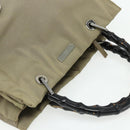 GUCCI Bamboo Hand Bag Nylon Beige Silver 002 1016 Auth ep14257-6