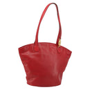 Christian Dior Tote Bag Leather Red Gold Auth ep14258-1