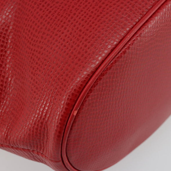 Christian Dior Tote Bag Leather Red Gold Auth ep14258