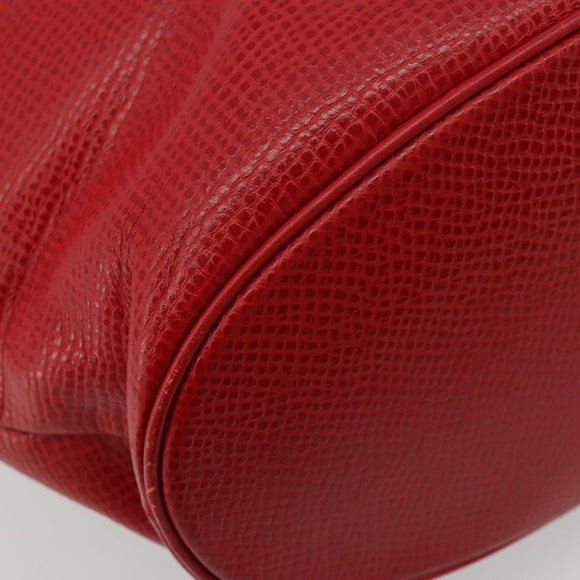Christian Dior Tote Bag Leather Red Gold Auth ep14258