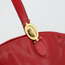 Christian Dior Tote Bag Leather Red Gold Auth ep14258-14