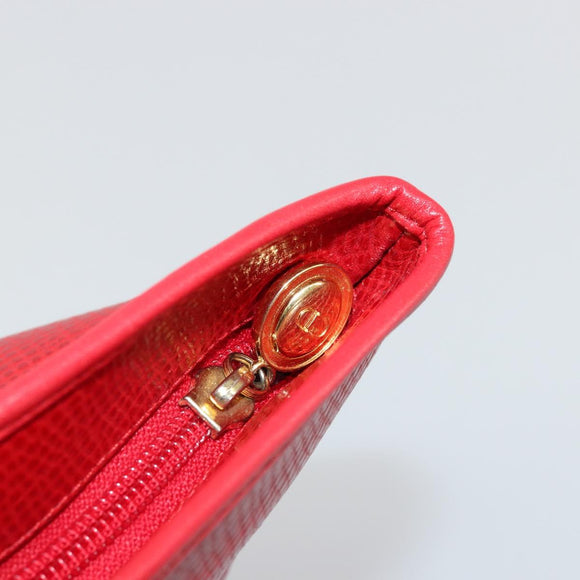 Christian Dior Tote Bag Leather Red Gold Auth ep14258