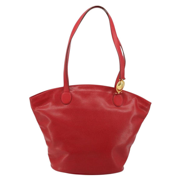 Christian Dior Tote Bag Leather Red Gold Auth ep14258