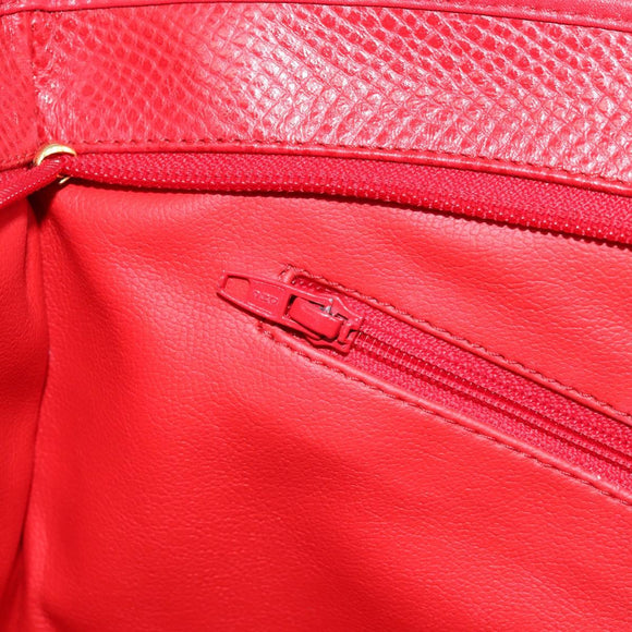 Christian Dior Tote Bag Leather Red Gold Auth ep14258