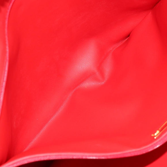 Christian Dior Tote Bag Leather Red Gold Auth ep14258