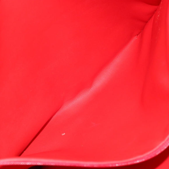 Christian Dior Tote Bag Leather Red Gold Auth ep14258
