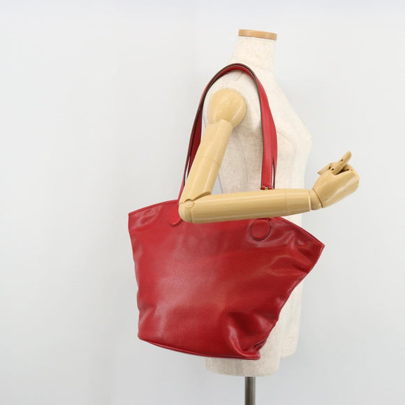 Christian Dior Tote Bag Leather Red Gold Auth ep14258