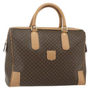 CELINE Macadam Canvas Boston Bag PVC Leather Brown Gold Auth ep14259A-1