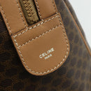 CELINE Macadam Canvas Boston Bag PVC Leather Brown Gold Auth ep14259-18