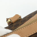 CELINE Macadam Canvas Boston Bag PVC Leather Brown Gold Auth ep14259A-10