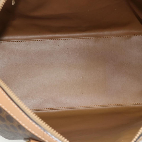 CELINE Macadam Canvas Boston Bag PVC Leather Brown Gold Auth ep14259A