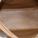 CELINE Macadam Canvas Boston Bag PVC Leather Brown Gold Auth ep14259-11