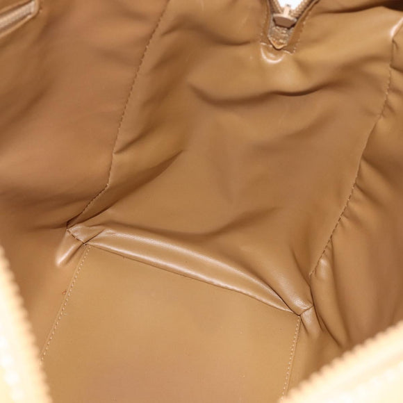 CELINE Macadam Canvas Boston Bag PVC Leather Brown Gold Auth ep14259