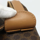 CELINE Macadam Canvas Boston Bag PVC Leather Brown Gold Auth ep14259A-12